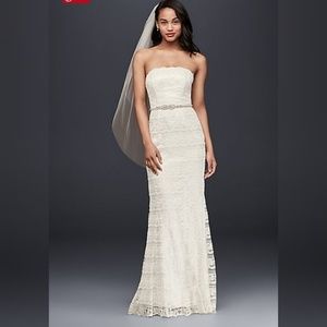 💍David's Bridal Galina Lace Sheath Wedding Dress